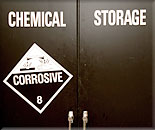 Storage cabinet for corrosive chemicals