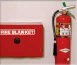 Fire extinguisher and fire blanket