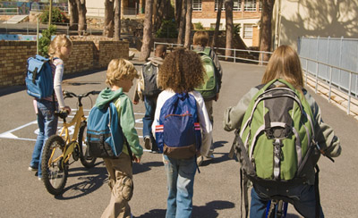 photo of children walking safely to school